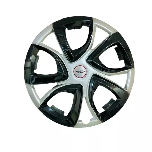 Prigan KUV100 D/C Car Wheel Cover 350 mm (14 inch) High-Grade ABS Silver & Black for Passenger Vehicle (Set of 4 Pcs)