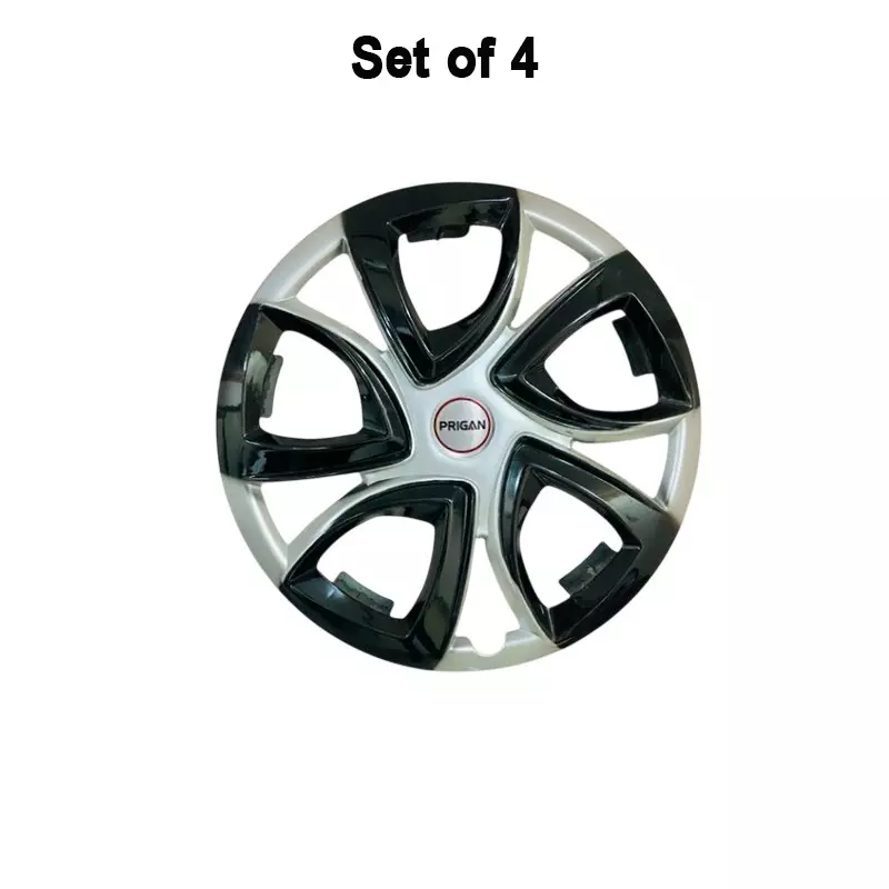 prigan-kuv100-dc-car-wheel-cover-350-mm-14-inch-high-grade-abs-silver-black-for-passenger-vehicle-set-of-4-pcs