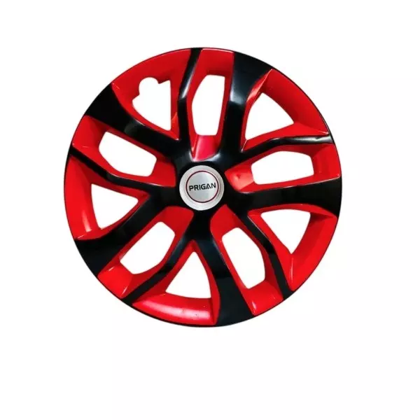 Prigan Vezel Car Wheel Cover 300 mm (12 inch) High-Grade ABS Red & Black for Passenger Vehicle (Set of 4 Pcs)