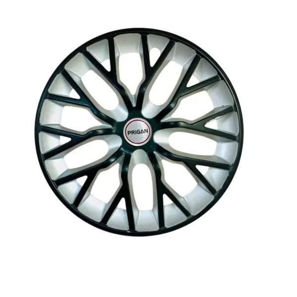 Prigan Phantom Reverse Car Wheel Cover 300 mm (12 inch) High-Grade ABS Black & Silver for Passenger Vehicle (Set of 4 Pcs)