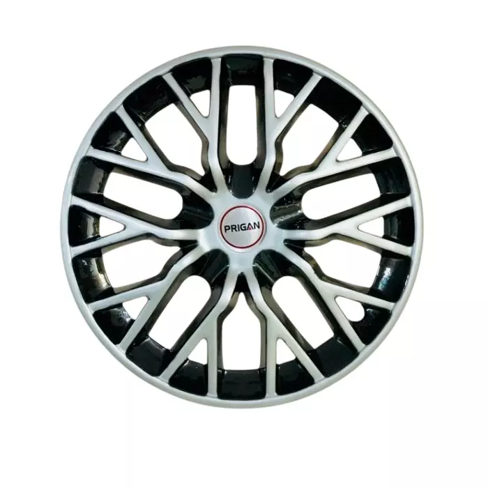 Prigan Phantom DC Car Wheel Cover 325 mm (13 inch) High-Grade ABS Silver & Black for Passenger Vehicle (Set of 4 Pcs)