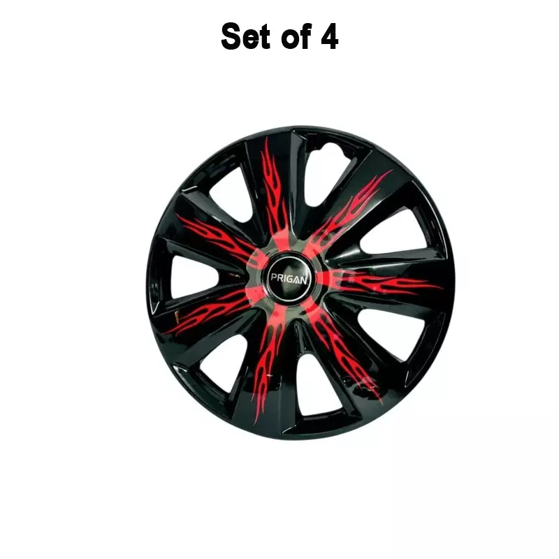 prigan-firebolt-car-wheel-cover-350-mm-14-inch-high-grade-abs-black-red-for-passenger-vehicle-set-of-4-pcs