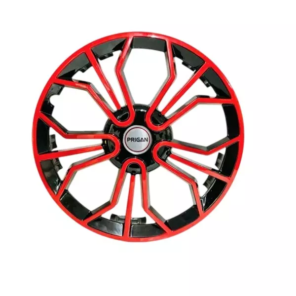Prigan Magic Car Wheel Cover 350 mm (14 inch) High-Grade ABS Red & Black for Passenger Vehicle (Set of 4 Pcs)