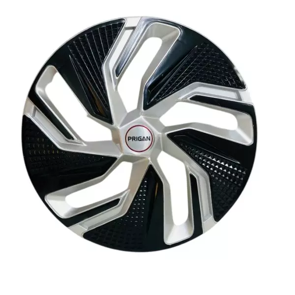 Prigan Blaze Reverse Car Wheel Cover 350 mm (14 inch) High-Grade ABS Black & Silver for Passenger Vehicle (Set of 4 Pcs)