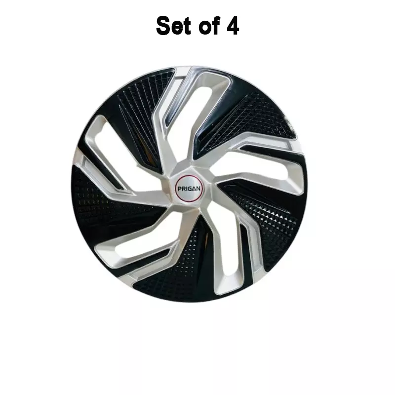 prigan-blaze-reverse-car-wheel-cover-350-mm-14-inch-high-grade-abs-black-silver-for-passenger-vehicle-set-of-4-pcs
