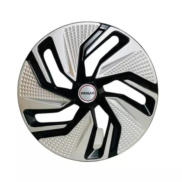 Prigan Blaze DC Car Wheel Cover 350 mm (14 inch) High-Grade ABS Silver & Black for Passenger Vehicle (Set of 4 Pcs)