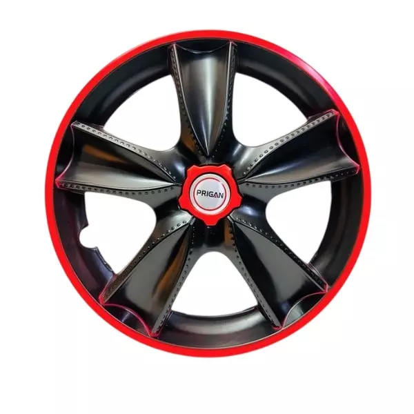 Prigan Mapple GT Car Wheel Cover 350 mm (14 inch) High-Grade ABS Black & Red for Passenger Vehicle (Set of 4 Pcs)