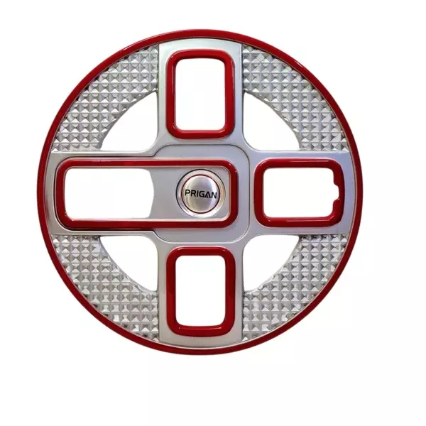 Prigan Lavish Car Wheel Cover 350 mm (14 inch) High-Grade ABS Silver & Red for Passenger Vehicle (Set of 4 Pcs)