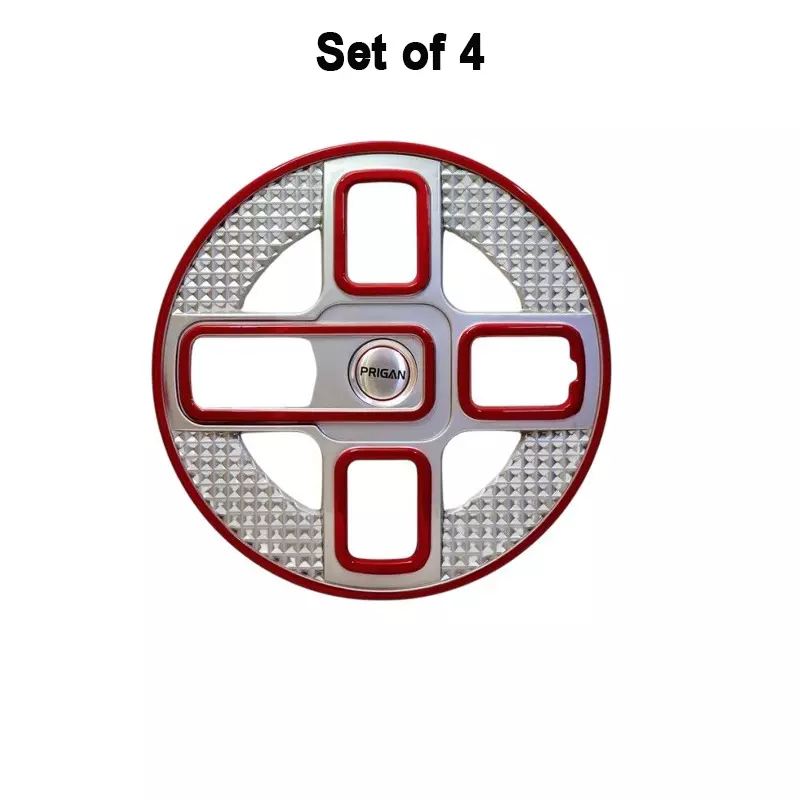 prigan-lavish-car-wheel-cover-350-mm-14-inch-high-grade-abs-silver-red-for-passenger-vehicle-set-of-4-pcs