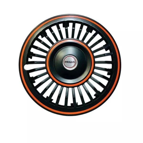 Prigan Vintage Car Wheel Cover 350 mm (14 inch) High-Grade ABS Black & Orange for Passenger Vehicle (Set of 4 Pcs)