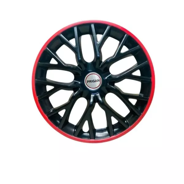 Prigan Phantom GT Car Wheel Cover 300 mm (12 inch) High-Grade ABS Black & Red for Passenger Vehicle (Set of 4 Pcs)