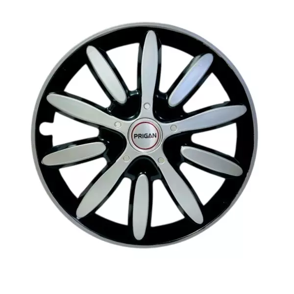 Prigan Octane DC Car Wheel Cover 350 mm (14 inch) High-Grade ABS Silver & Black for Passenger Vehicle (Set of 4 Pcs)