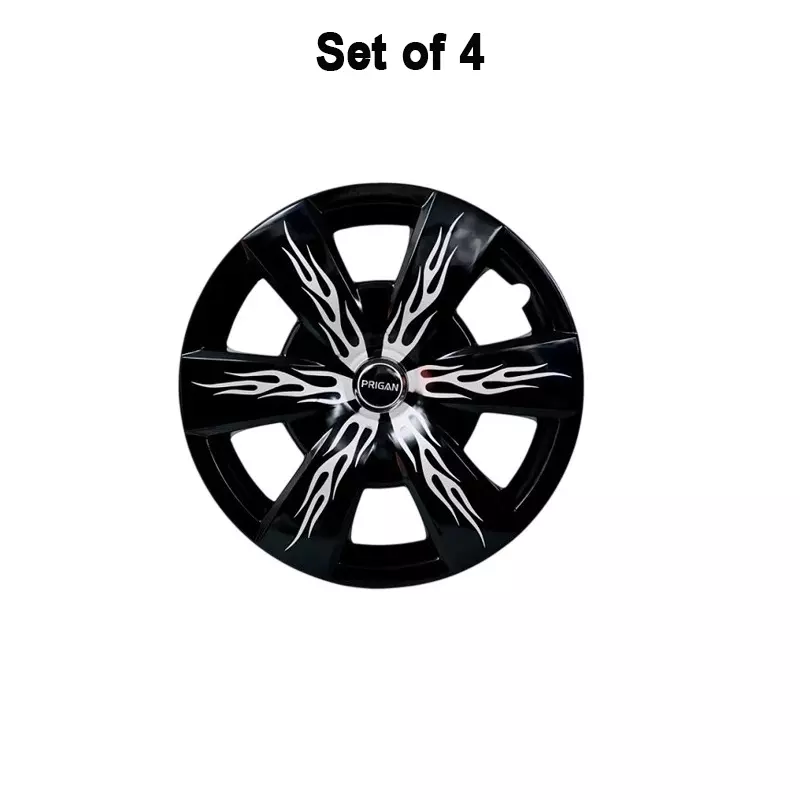 prigan-firebolt-car-wheel-cover-350-mm-14-inch-high-grade-abs-black-silver-for-passenger-vehicle-set-of-4-pcs