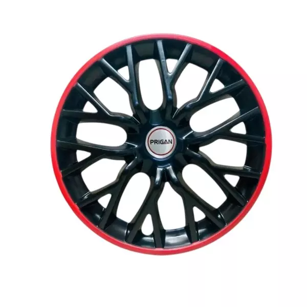 Prigan Phantom GT Car Wheel Cover 350 mm (14 inch) High-Grade ABS Black & Red for Passenger Vehicle (Set of 4 Pcs)