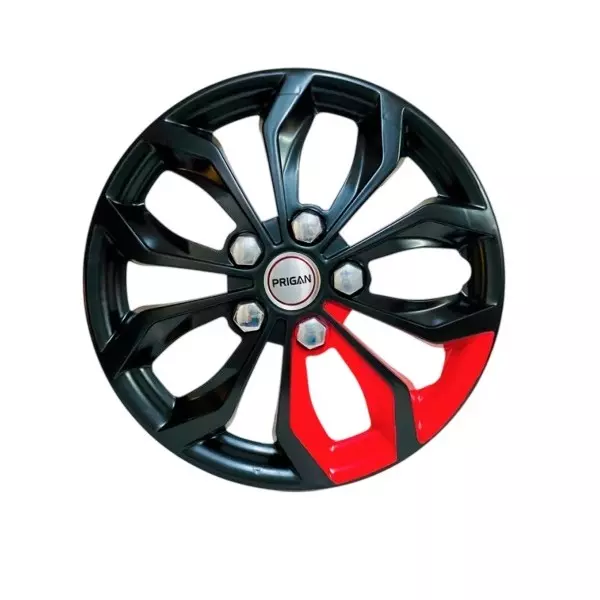 Prigan Vision Car Wheel Cover 300 mm (12 inch) High-Grade ABS Black & Twin Red for Passenger Vehicle (Set of 4 Pcs)