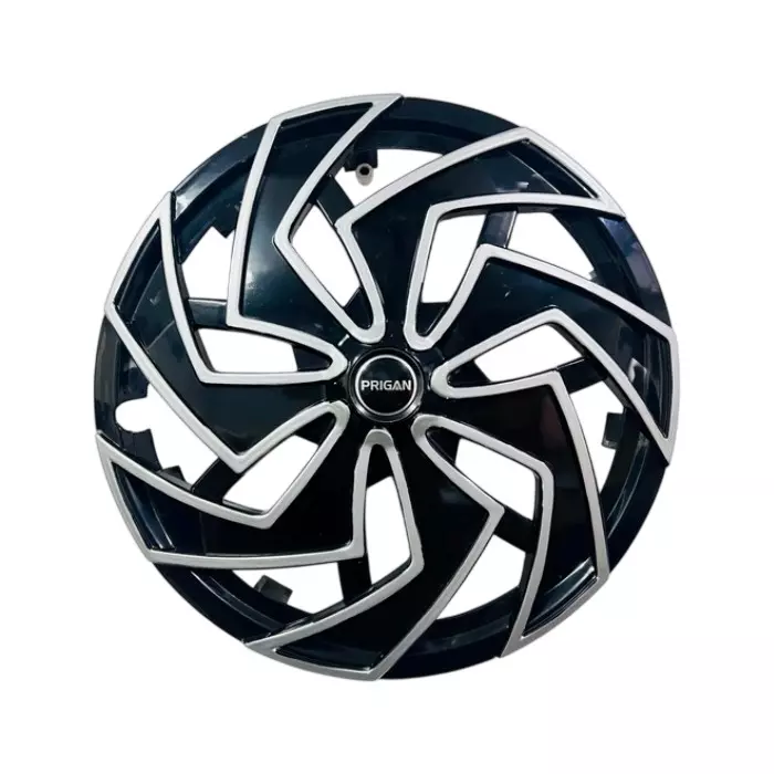 Prigan Spider D/C Car Wheel Cover 325 mm (13 inch) High-Grade ABS Black & Silver for Passenger Vehicle (Set of 4 Pcs)