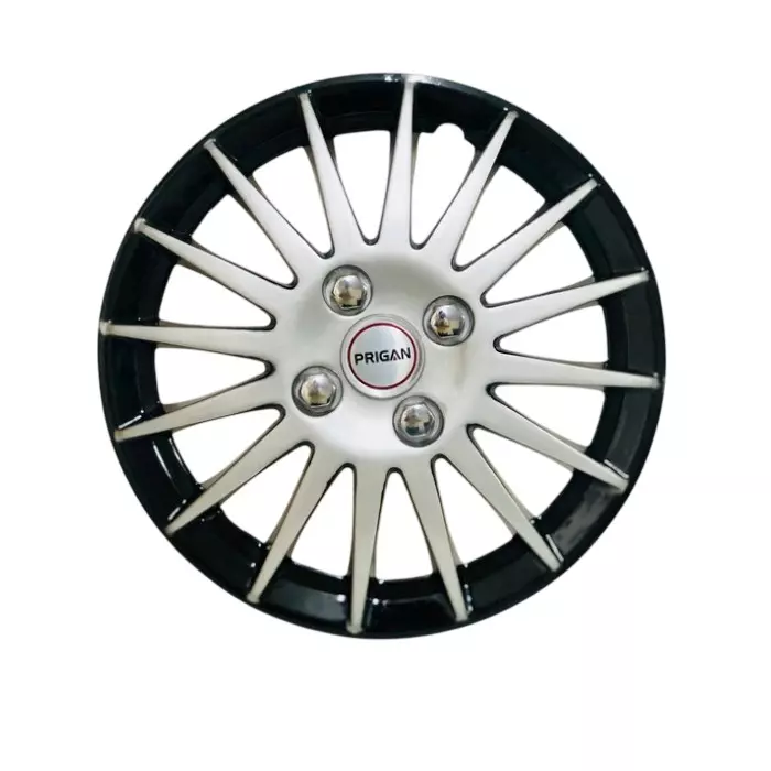 Prigan Camry DC Car Wheel Cover 325 mm (13 inch) High-Grade ABS Silver & Black for Passenger Vehicle (Set of 4 Pcs)