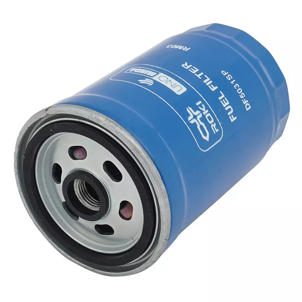 uno-minda-diesel-fuel-filter-metal-body-blue-color-for-john-deere-5041-c-kirloskar-rb-22-genset-rb-33-genset-simpsons-sc-213-engine-df5031sp