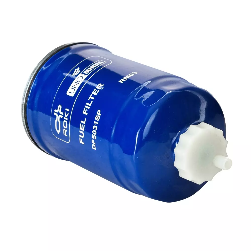 uno-minda-diesel-fuel-filter-metal-body-blue-color-for-john-deere-5041-c-kirloskar-rb-22-genset-rb-33-genset-simpsons-sc-213-engine-df5031sp