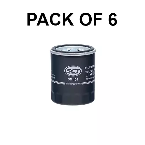 SCT Germany Insert Oil Filter for Acura, Alfa Rome, Fiat, Lanci, Ford, Honda, Hyundai, Isuzu, Kia, Mitsubishi, Mazda, SM104 (Pack of 6)