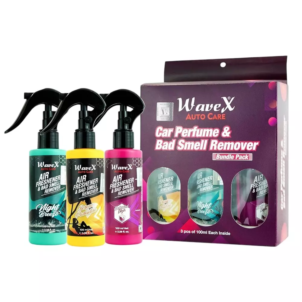 WAVEX 3 x 100 ml 3 Pcs Car Perfume Combo Liquid Formula for Neutralizing Bad Smells and Ensuring Long Lasting Air Freshener (Pack of 3)