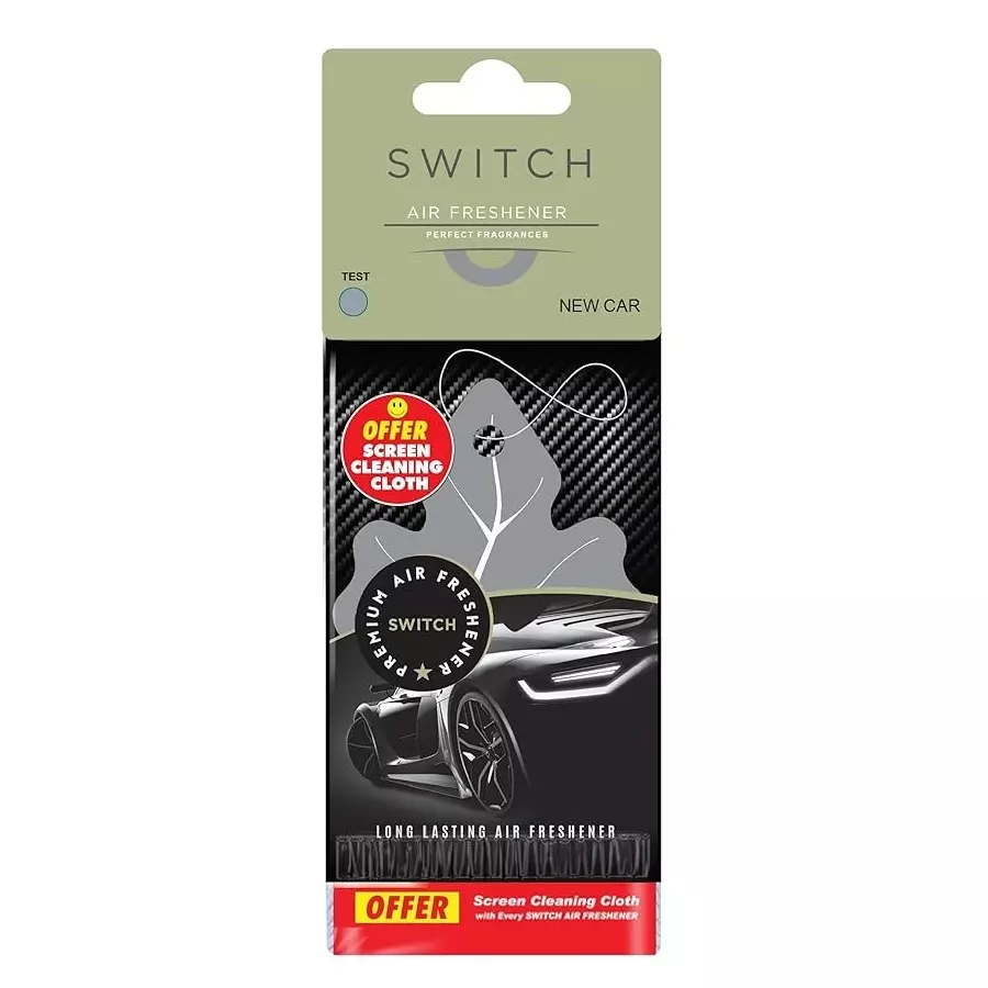 Switch Premium Car Air Freshener New Car Fragrance + Screen Cleaning Cloth Combo