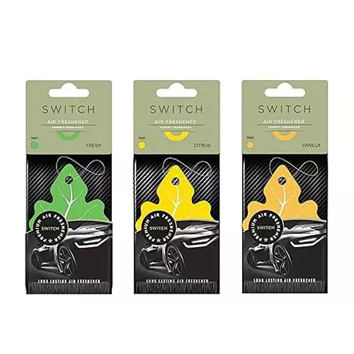 Switch Car Air Freshener Fresh/Citrus/Vanilla Fragrance Combo Premium Long Lasting Aroma Refreshing Smell (Pack of 3 Pcs)
