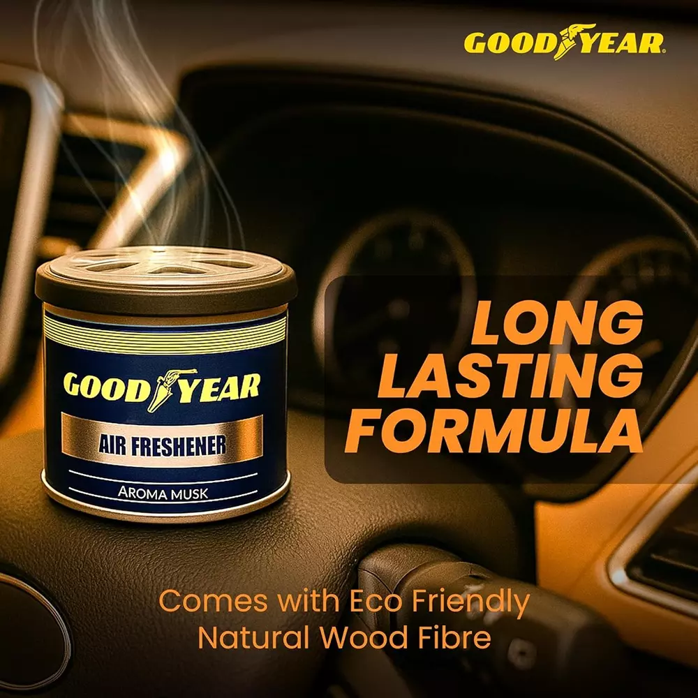 Goodyear Car Air Freshener Eco-Friendly & Organic Natural Wood Fibre Aroma Musk Fragrance 40 g, GYCFN1002-N