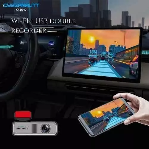 Cybernautt Dual Channel WiFi Dashboard Camera 2 K 128 GB 160° Wide Angle 2 Amp, X410-D