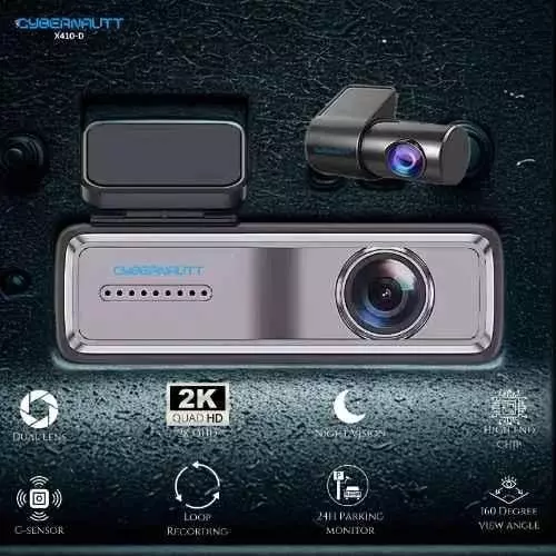 Cybernautt Dual Channel WiFi Dashboard Camera 2 K 128 GB 160° Wide Angle 2 Amp, X410-D
