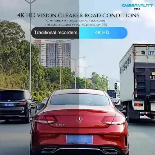Cybernautt Dual Channel Car Dashboard Camera with WiFi 4 K 160° Wide Angle 2 Amp, X710