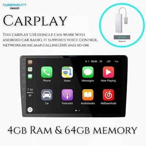 Cybernautt FHD Car Stereo 64 GB Rom 4 GB Ram Dual USB 2 K Resolution 25.6 cm (10.1 Inch), XMA20