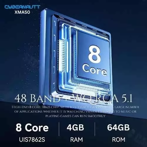 Cybernautt HD Car Stereo 64 GB Rom 4 GB Ram Dual USB 2 K Resolution 25.6 cm (10.1 Inch), XMA50