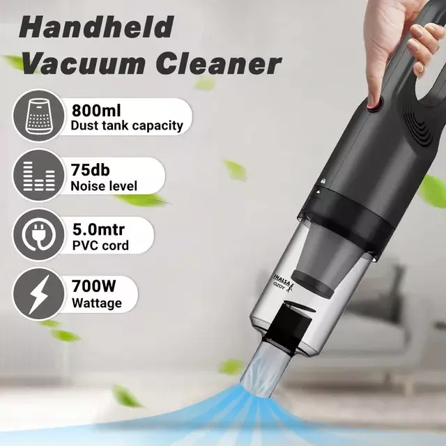 Inalsa Ozoy Handheld Vacuum Cleaner 5 m Cord Length 800 ml Dust Tank CapaCity ABS Material 220 V Black Color