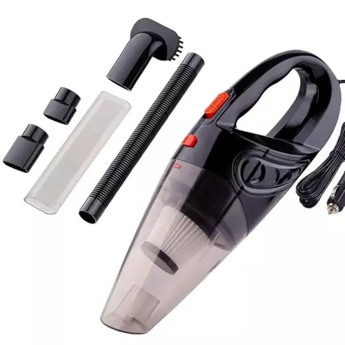 MECRAAF Handheld Car Vacuum Cleaner Kit 12 V 340 ml Capacity 4.2 m Length Black, DC VAC