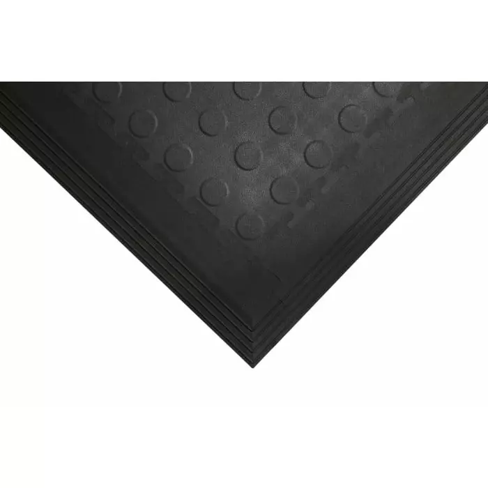 Coba Europe Floor Mat Black Floor Tile Edging Recycled PVC Studded Finish 80x500x5 mm, TLE010001E (Pack of 4)