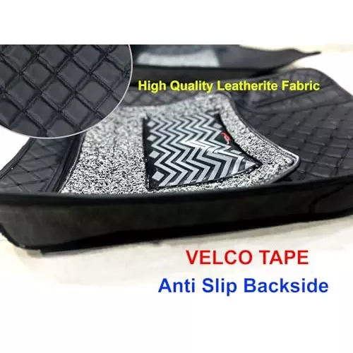 Auto Pearl 7D Universal Car Foot Mats Black Compatible For Toyota Glanza