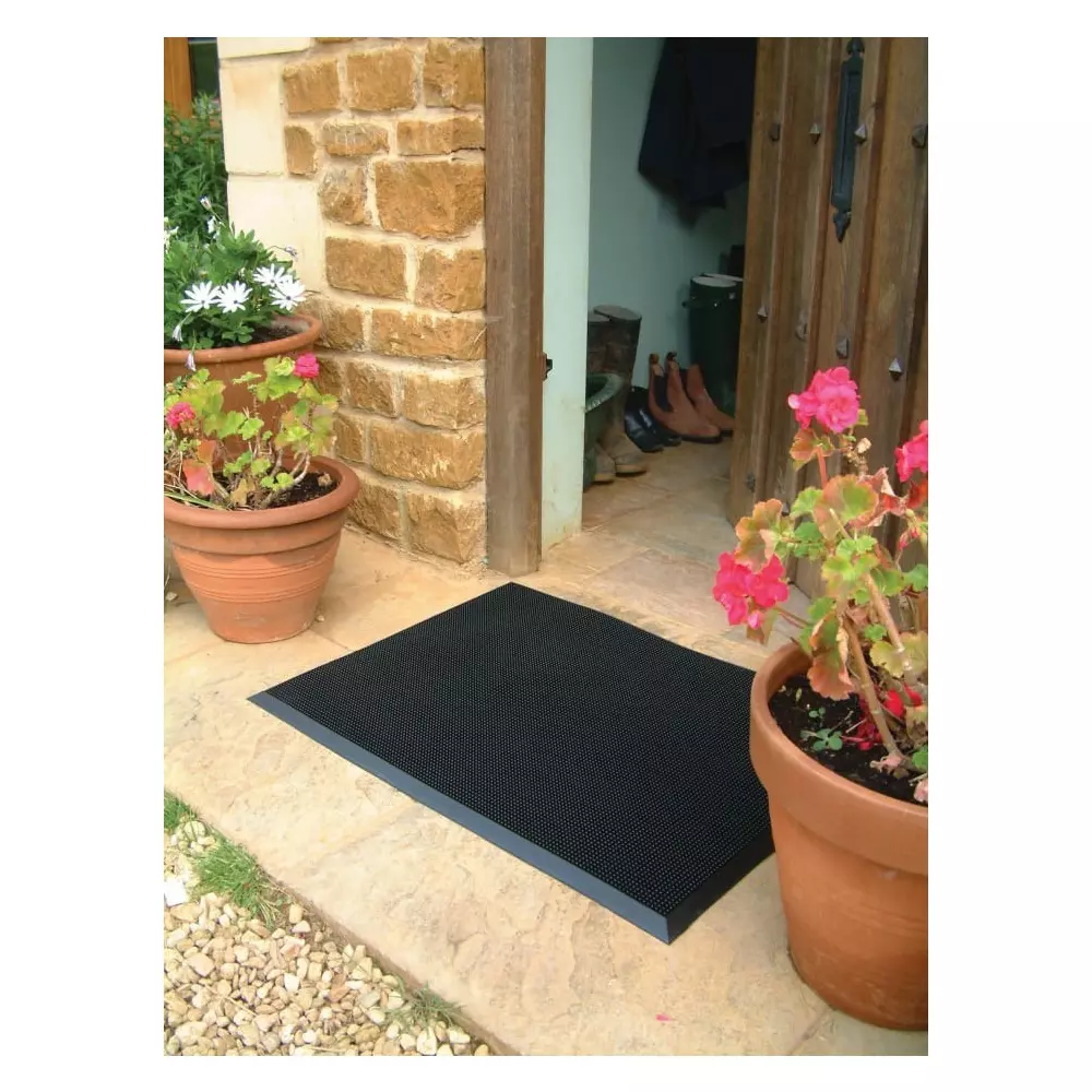 Coba Europe Fingertip Entrance Mat Small Rubber Indoor Outdoor Use Black 0.6m 0.8m 11 mm, FT010001