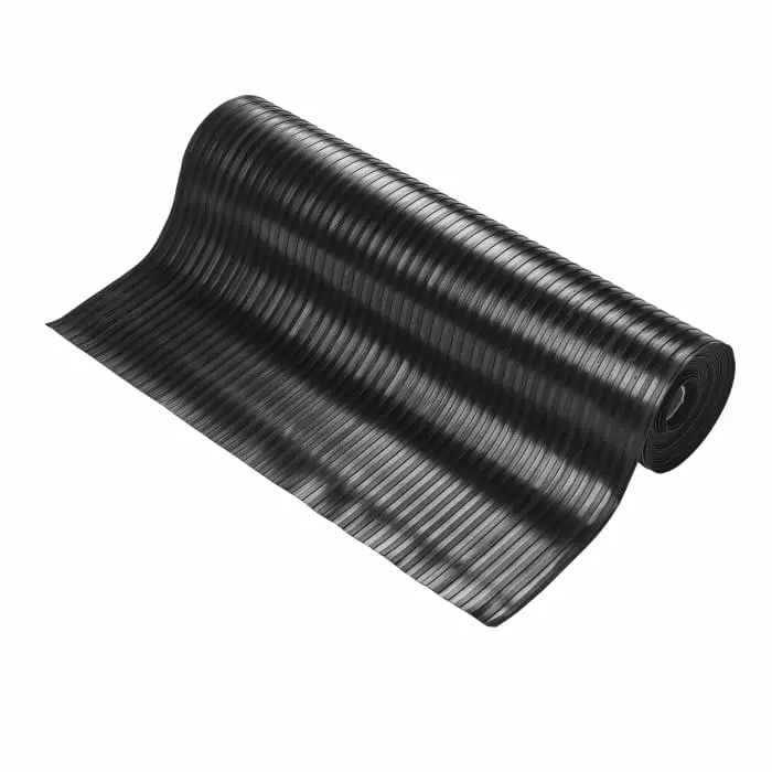 Coba Europe Black Anti-Slip Natural Rubber Floor Mat Wide Fluted Ribs Finish 10mx0.9mx3 mm, RR010010W