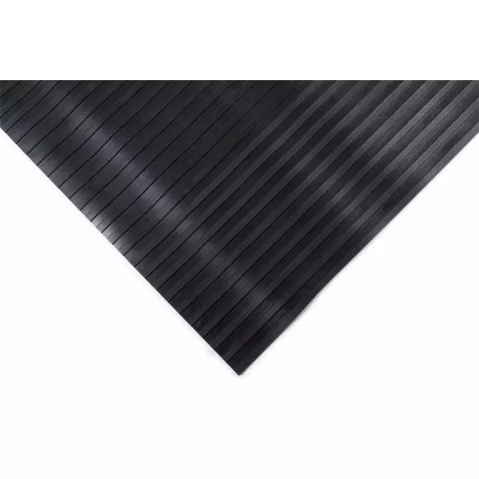 Coba Europe Black Anti-Slip Natural Rubber Floor Mat Wide Fluted Ribs Finish 10mx0.9mx3 mm, RR010010W