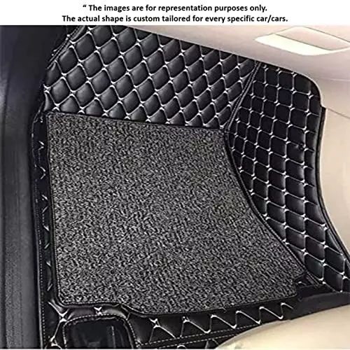 Auto Pearl 7D Car Floor Mats Luxury Leatherite Black Compatible For Hyundai Creta 2018-2019, 7DMAT_BLK_CretaT2