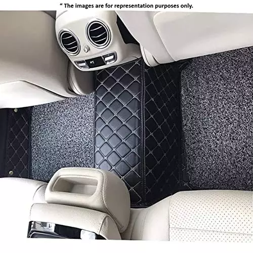 Auto Pearl 7D Car Floor Mats Luxury Leatherite Black Compatible For Hyundai Creta 2018-2019, 7DMAT_BLK_CretaT2