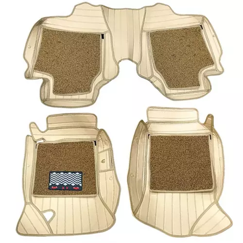 Auto Pearl 9X Car Floor Mats Luxury Leatherite Beige Compatible For Maruti Suzuki Xl6 2019, 9XMAT_BEIGE_XL6_2019
