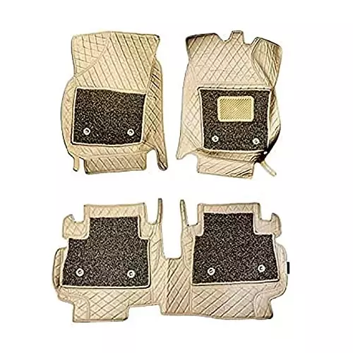 Auto Pearl 7D Car Floor Mats Luxury Leatherite Beige Compatible For Skoda Rapid Type-1 (2011-2014), 7DMats_BEIGE_RapidType-1_2011_2014