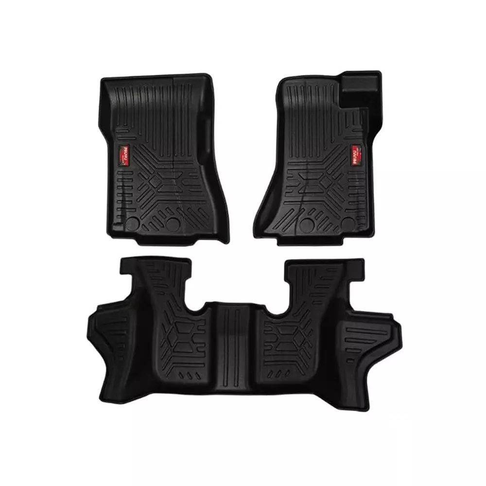 PRUVU 3D Car Floor Mats For Mahindra Thar (Manual/Automatic) 2021- 2024, PRU-TFM 050 (Set of 3 Pcs)
