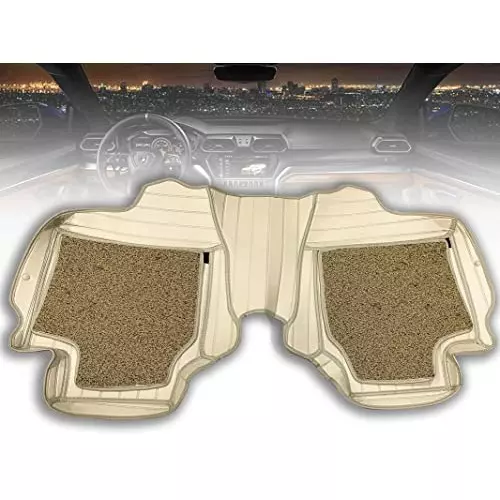 Auto Pearl 9X Car Floor Mats Luxury Leatherite Beige Compatible For Mahindra Xuv 500 2015 Onwards, 9XMAT_BEIGE_XUV_500_2015_onwards