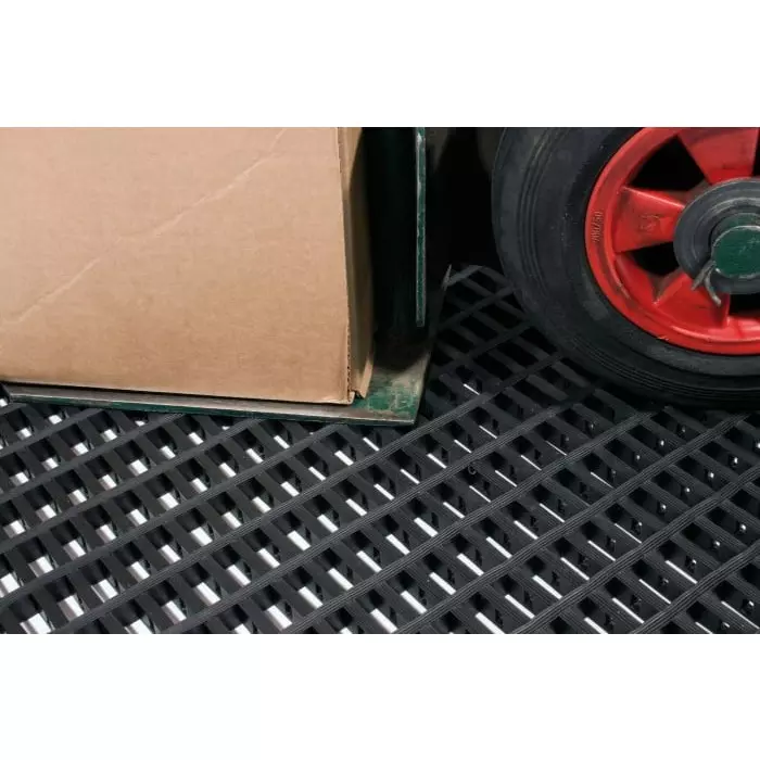Coba Europe Black Anti-Slip PVC Floor Mat Cross Ribbed Finish 5mx0.9mx12 mm, CE010905