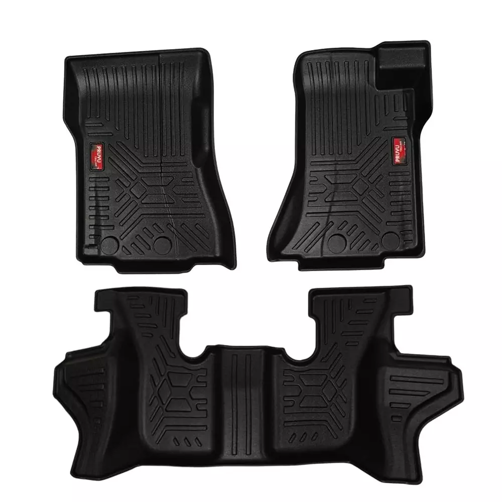 PRUVU 3D Car Floor Mats For Mahindra Thar (Automatic) 2025 Onwards, PRU-TFM 050 B (Set of 3 Pcs)
