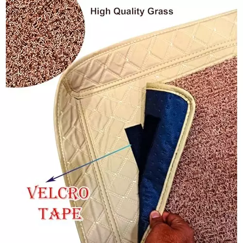 Auto Pearl 7D Universal Car Foot Mats Beige Compatible For Maruti Suzuki Wagonr Type-3 2010-2018