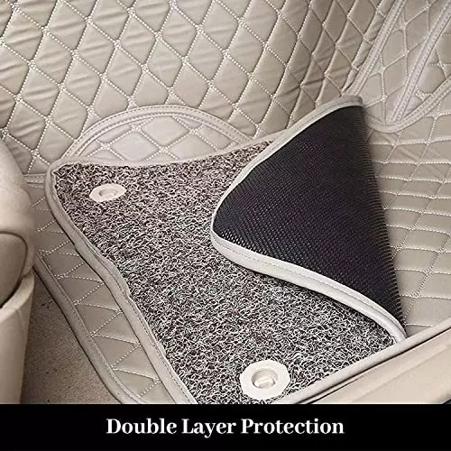 Auto Pearl 7D Car Floor Mats Luxury Leatherite Beige Compatible For Toyota Innova 2015-2017, 7DMATS_BEIGE_InnovaT4